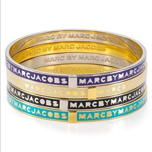 Marc by Marc Jacobs skinny logo bangle in orange